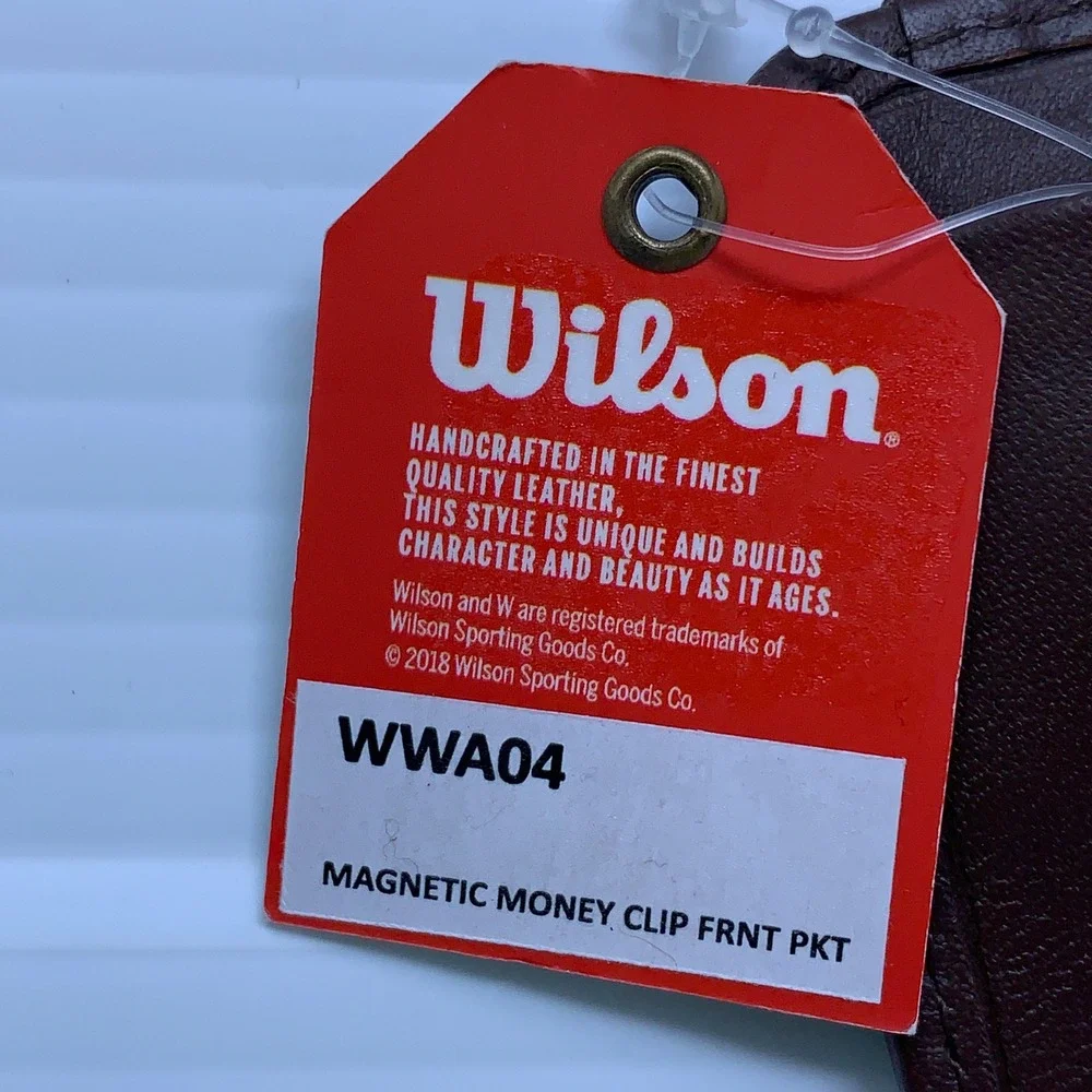 Wilson Mens OS Brown Leather Magnetic Front Pocket Money Clip Wallet NWT